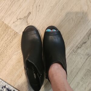 Black Peep Toe Ankle Boots